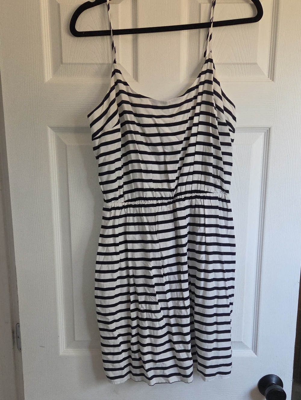 Old Navy White and Black Striped Spaghetti Strap Dress